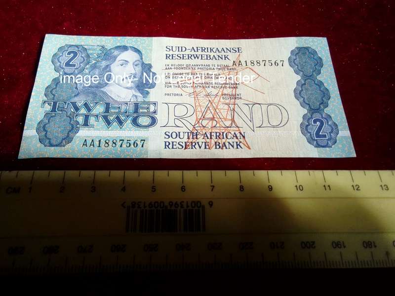 Republic Of South Africa Two Rand Note Serial Number AA1887567 - CL Stals- Good Condition Republic