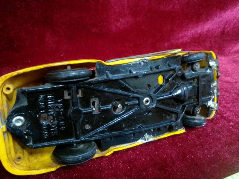 Vintage 1950's Tri-Ang Minic Car Toy - Buick Taxi - Clockwork Without Key