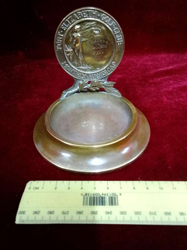 Vintage Brass Award  Feb 1925  Awarded To A.E Walter From Port Elizabeth Golf Club- Monthly Handicap