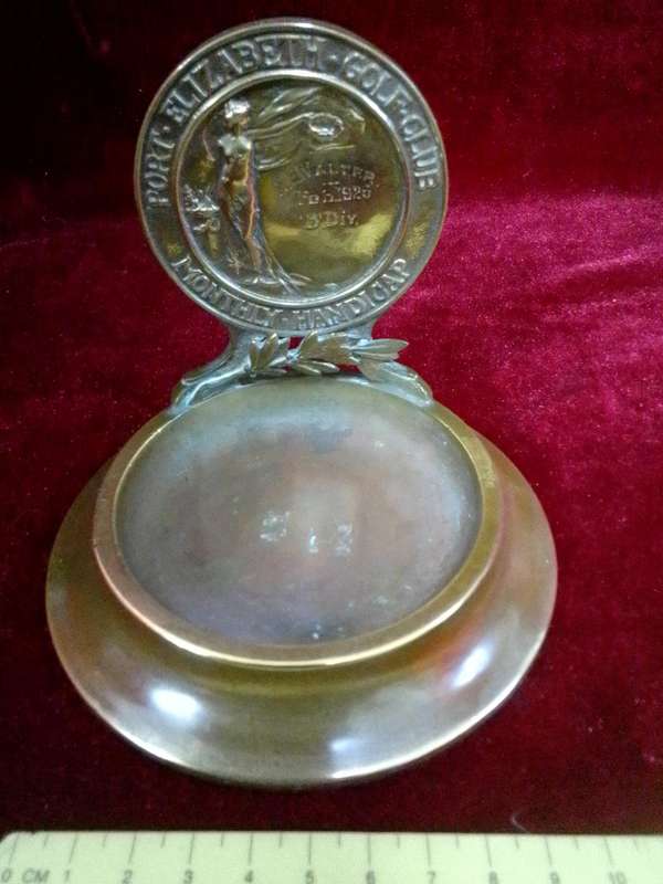 Vintage Brass Award  Feb 1925  Awarded To A.E Walter From Port Elizabeth Golf Club- Monthly Handicap