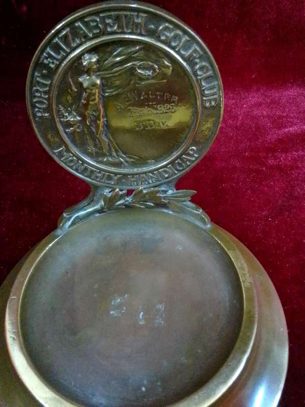 Vintage Brass Award  Feb 1925  Awarded To A.E Walter From Port Elizabeth Golf Club- Monthly Handicap