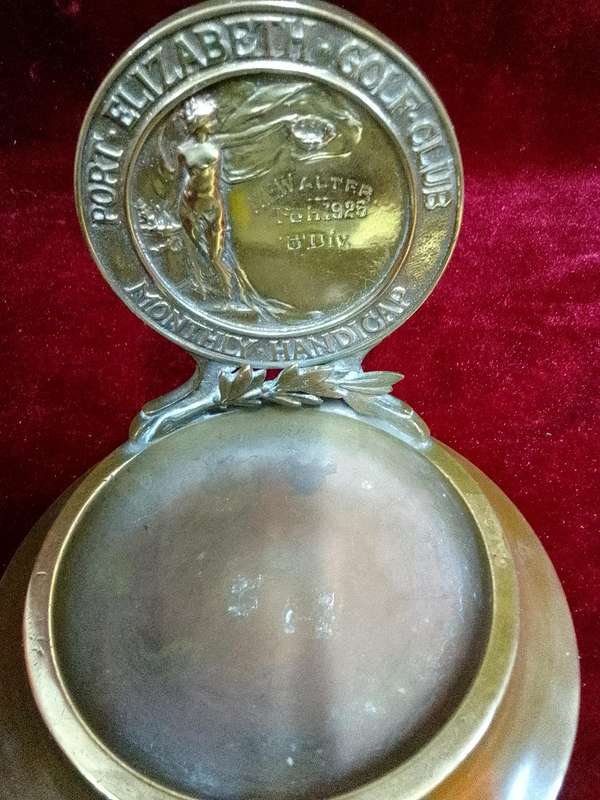 Vintage Brass Award  Feb 1925  Awarded To A.E Walter From Port Elizabeth Golf Club- Monthly Handicap