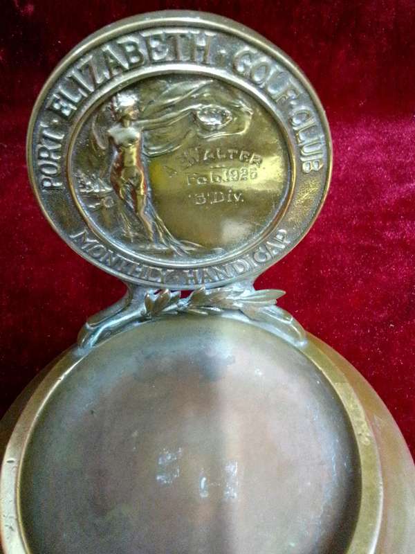 Vintage Brass Award  Feb 1925  Awarded To A.E Walter From Port Elizabeth Golf Club- Monthly Handicap