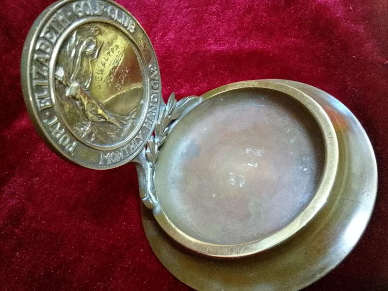 Vintage Brass Award  Feb 1925  Awarded To A.E Walter From Port Elizabeth Golf Club- Monthly Handicap