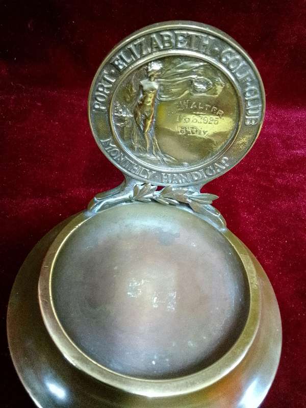 Vintage Brass Award  Feb 1925  Awarded To A.E Walter From Port Elizabeth Golf Club- Monthly Handicap