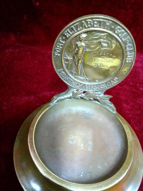 Vintage Brass Award  Feb 1925  Awarded To A.E Walter From Port Elizabeth Golf Club- Monthly Handicap