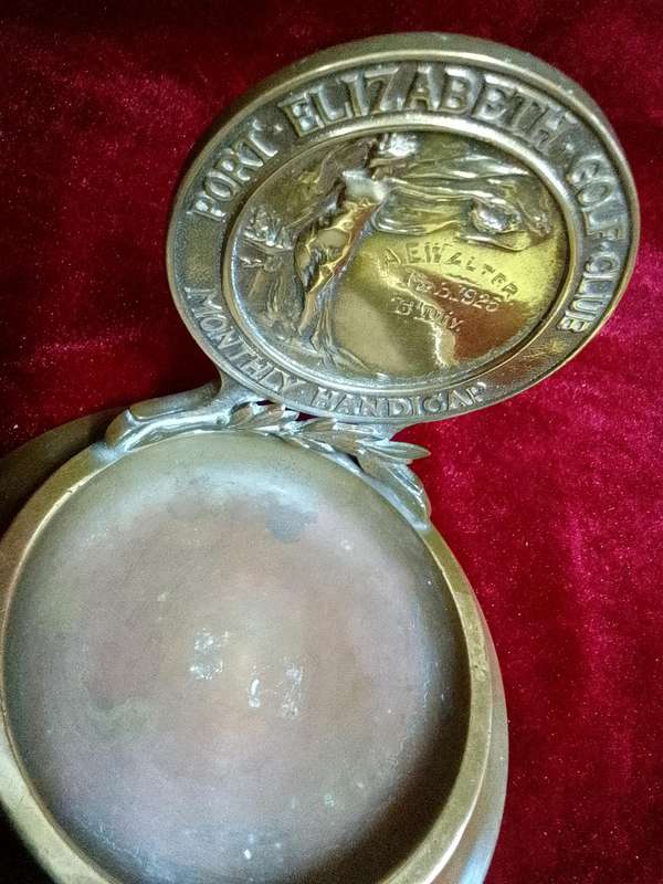 Vintage Brass Award  Feb 1925  Awarded To A.E Walter From Port Elizabeth Golf Club- Monthly Handicap