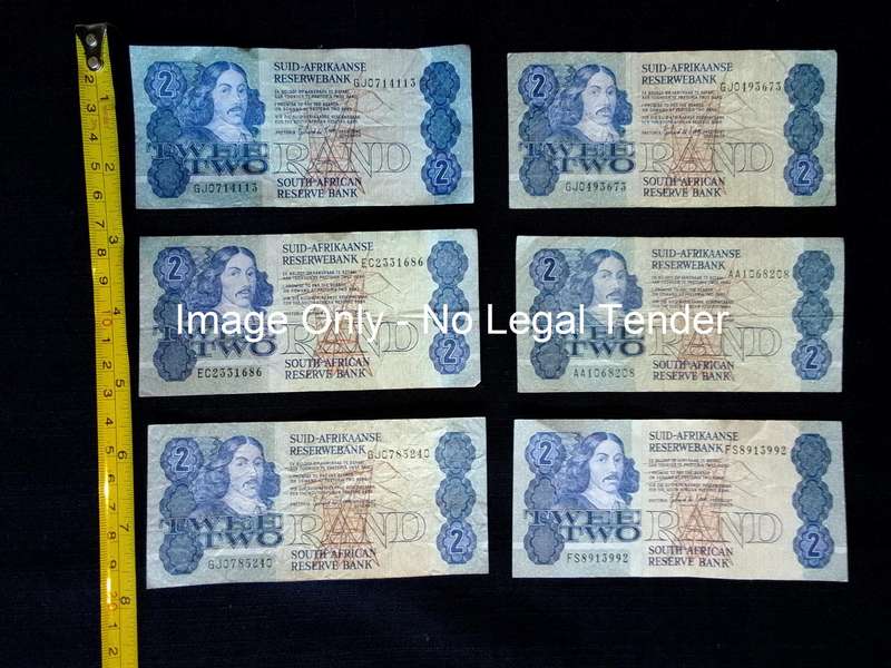 Six Republic Of South Africa Two Rand Notes- Gerhard De Kock And CL Stals- Good Condition