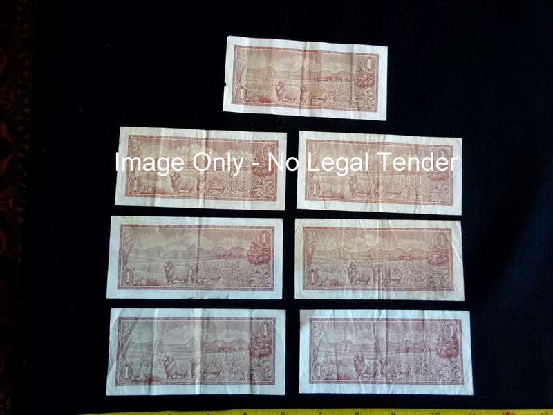 Seven Republic Of South Africa One Rand Notes Tw De Jongh- Good Condition