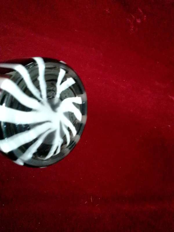 Stunning Vintage Murano Glass Vase - Black Color With White Swirl Designs