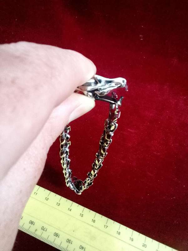 Stunning Mens Dragon Design Silver Coloured Bracelet - Excellent Condition