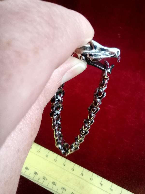 Stunning Mens Dragon Design Silver Coloured Bracelet - Excellent Condition