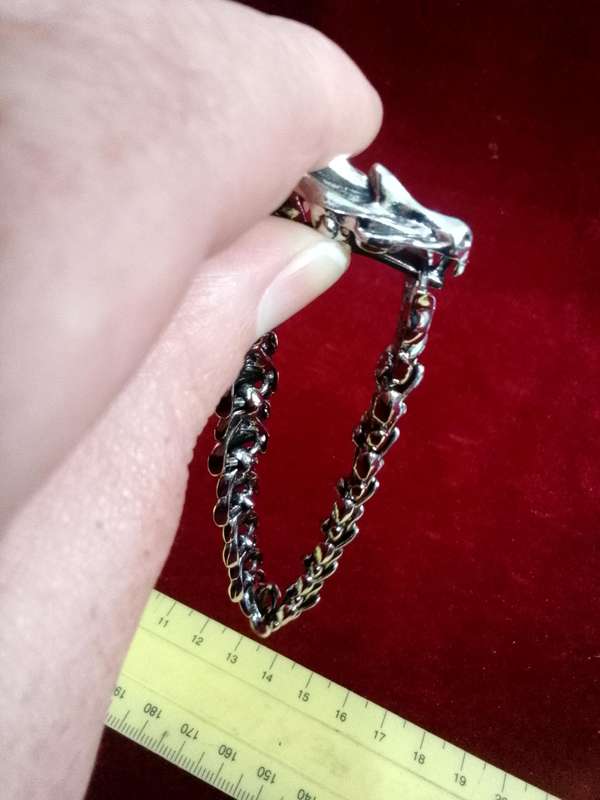 Stunning Mens Dragon Design Silver Coloured Bracelet - Excellent Condition