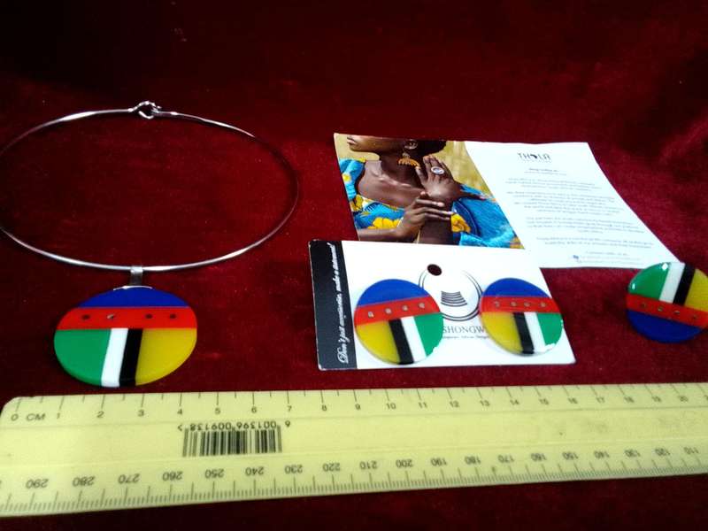 Beautiful Lashongwe Contemporary African Designs -Earrings, Necklace, Ring Set -Excellent Condition