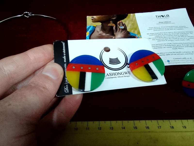 Beautiful Lashongwe Contemporary African Designs -Earrings, Necklace, Ring Set -Excellent Condition