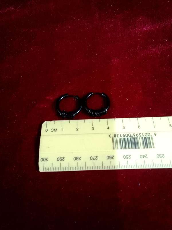 Beautiful Black Punk Goth Mens Hoop Ear Cuff Stainless Steel Earings - Excellent Condition