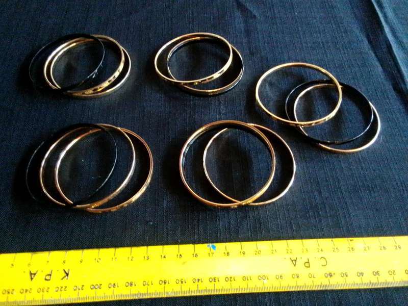 Stunning Collection Of 15 Bangles -Set of Three Different Colours Black , Gold , Animal Print