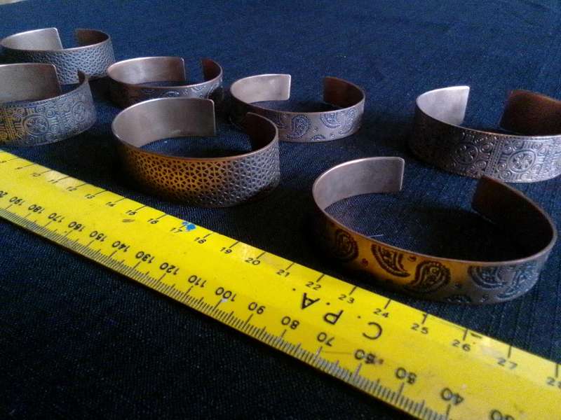 Beautiful Collection Of Seven Engraved Copper Coloured Bangles - Excellent Condition
