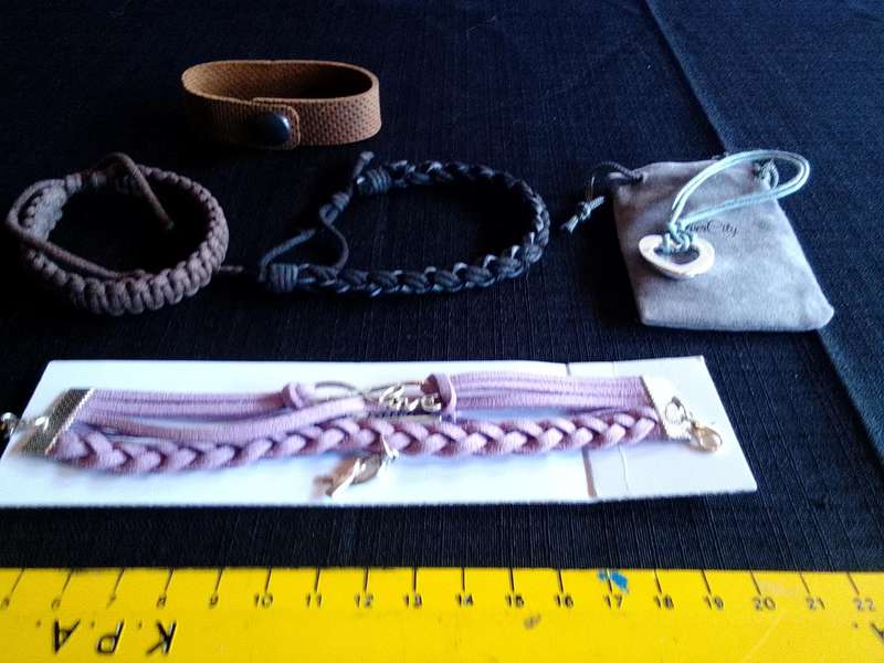 Collection Of Four Stunning Woman's Different Styles Braided Bracelets And Key Chain