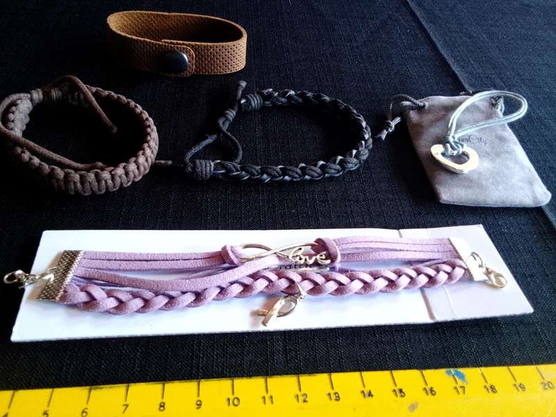 Collection Of Four Stunning Woman's Different Styles Braided Bracelets And Key Chain