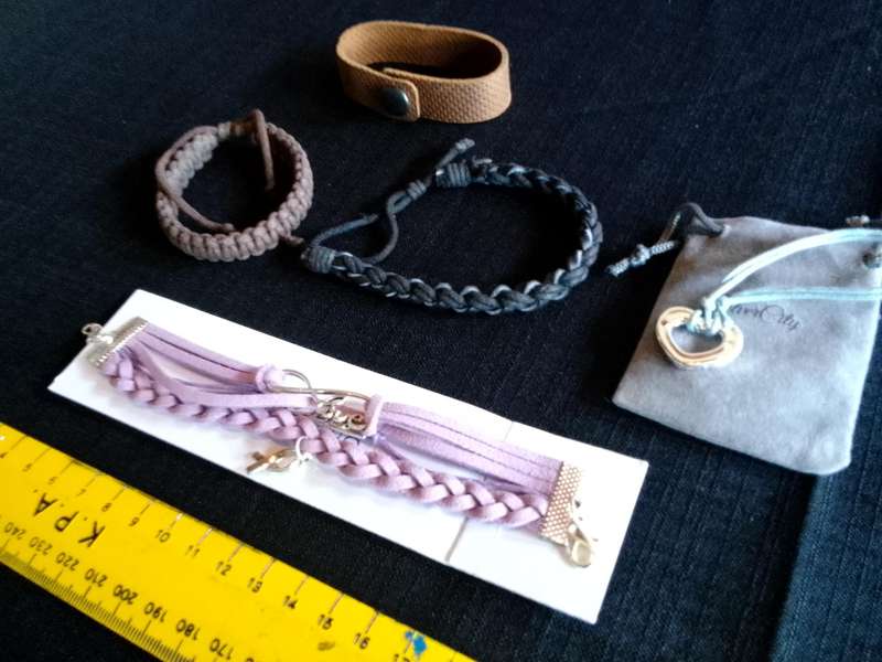 Collection Of Four Stunning Woman's Different Styles Braided Bracelets And Key Chain