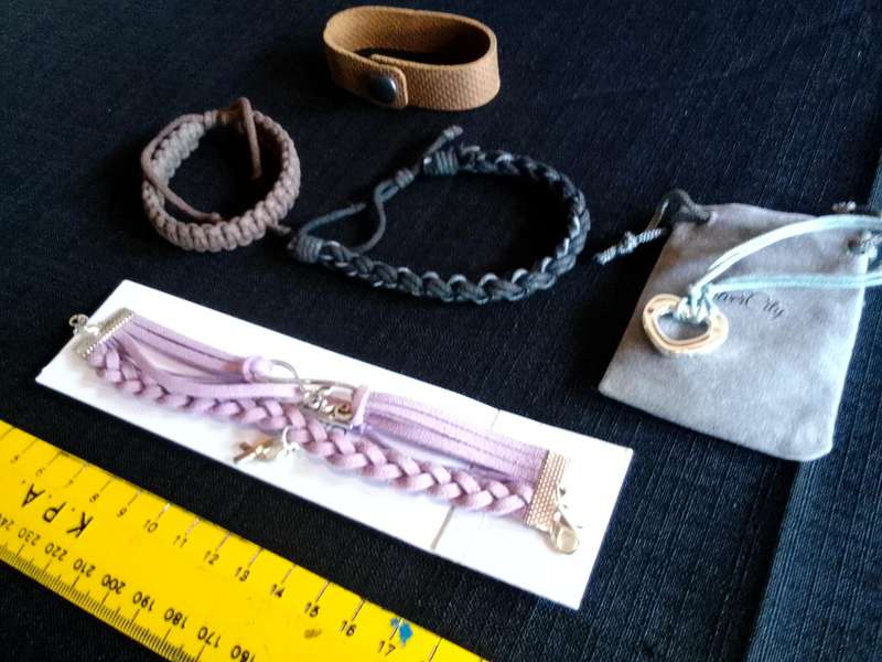 Collection Of Four Stunning Woman's Different Styles Braided Bracelets And Key Chain