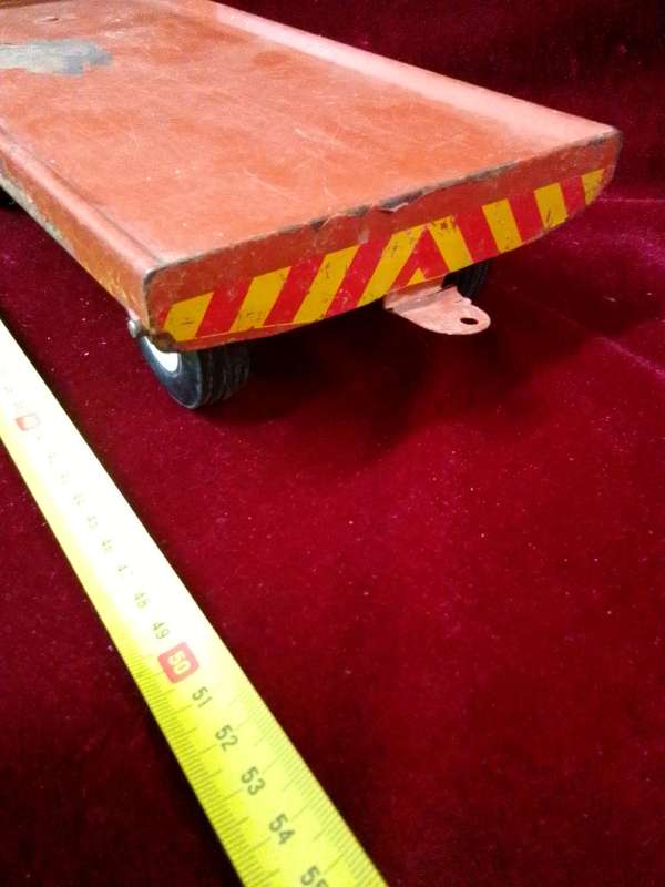 Stunning Vintage Large Metal Toy Red Vetsak Trailer L45 x B14.5 xH 13.5  - View Description
