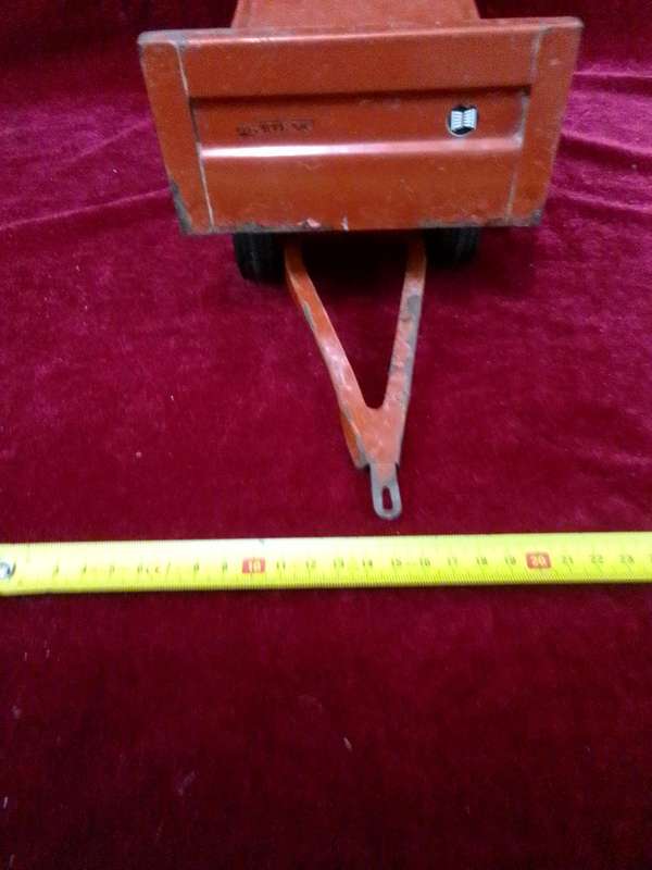 Stunning Vintage Large Metal Toy Red Vetsak Trailer L45 x B14.5 xH 13.5  - View Description