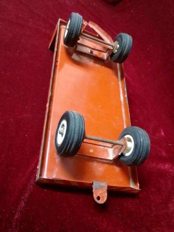Stunning Vintage Large Metal Toy Red Vetsak Trailer L45 x B14.5 xH 13.5  - View Description