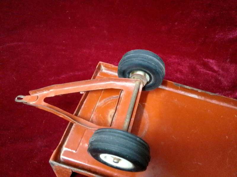 Stunning Vintage Large Metal Toy Red Vetsak Trailer L45 x B14.5 xH 13.5  - View Description