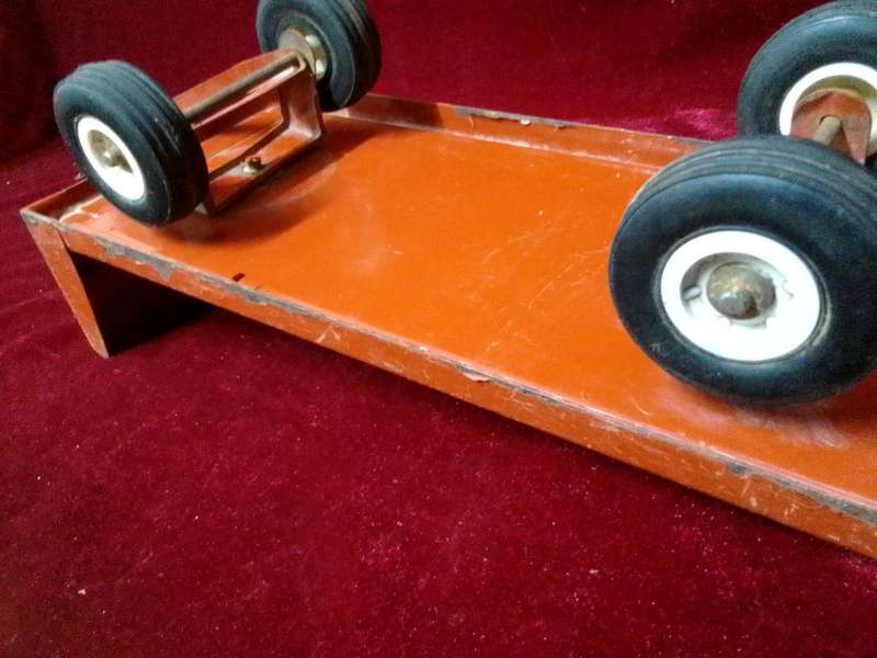 Stunning Vintage Large Metal Toy Red Vetsak Trailer L45 x B14.5 xH 13.5  - View Description