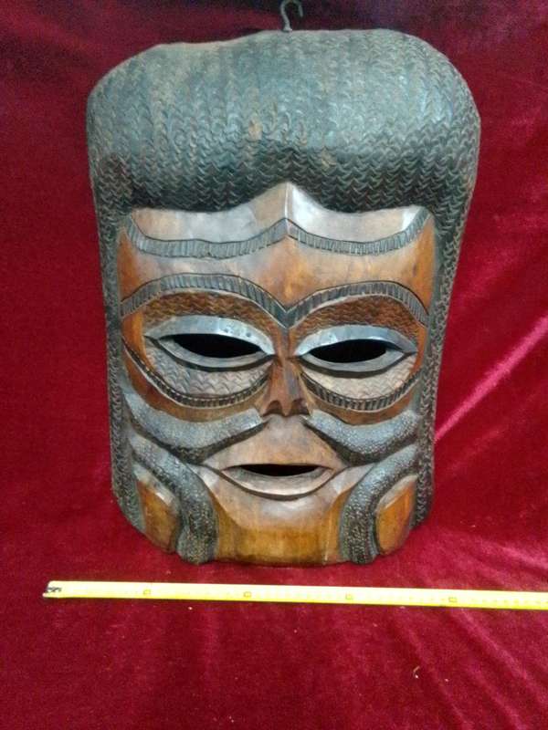 Stunning Tall African Tribal Art Hand Carved Wooden Mask L52 X B37 XH 8