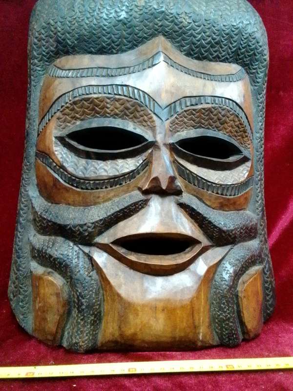 Stunning Tall African Tribal Art Hand Carved Wooden Mask L52 X B37 XH 8