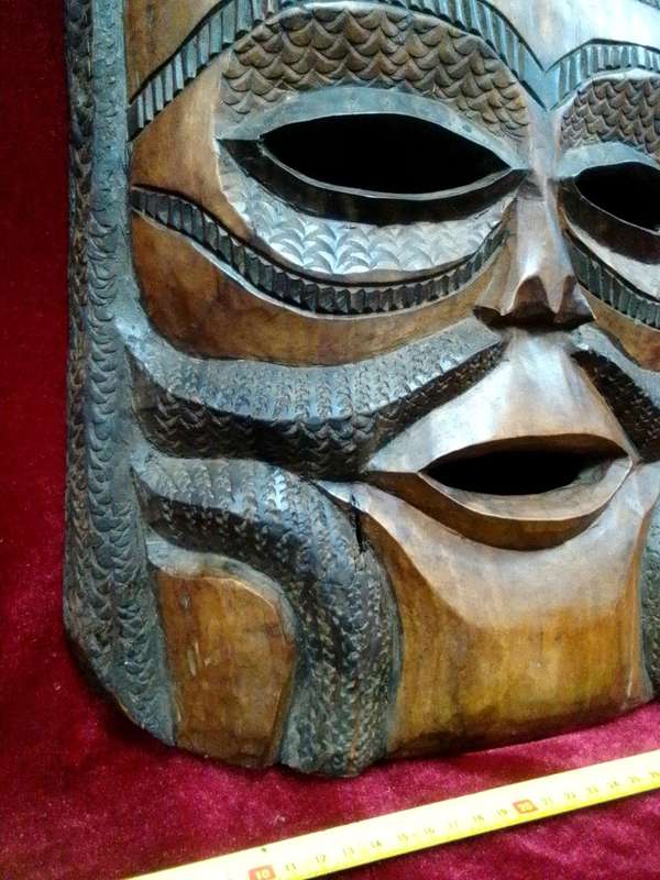 Stunning Tall African Tribal Art Hand Carved Wooden Mask L52 X B37 XH 8
