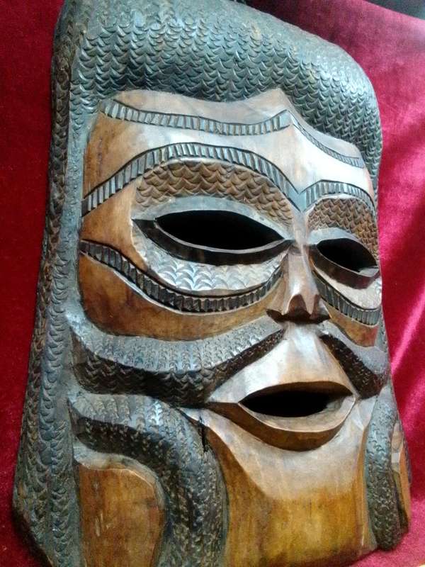 Stunning Tall African Tribal Art Hand Carved Wooden Mask L52 X B37 XH 8