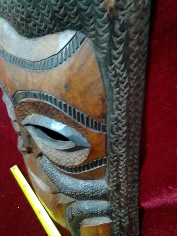 Stunning Tall African Tribal Art Hand Carved Wooden Mask L52 X B37 XH 8