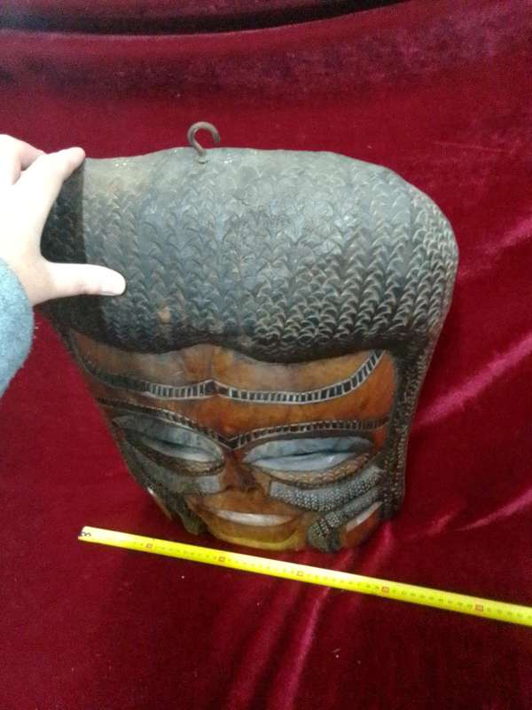 Stunning Tall African Tribal Art Hand Carved Wooden Mask L52 X B37 XH 8