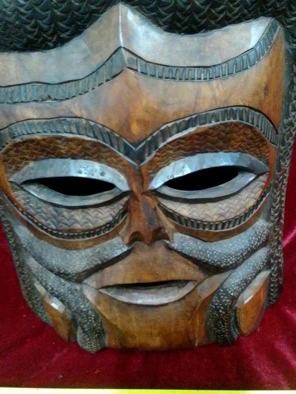 Stunning Tall African Tribal Art Hand Carved Wooden Mask L52 X B37 XH 8