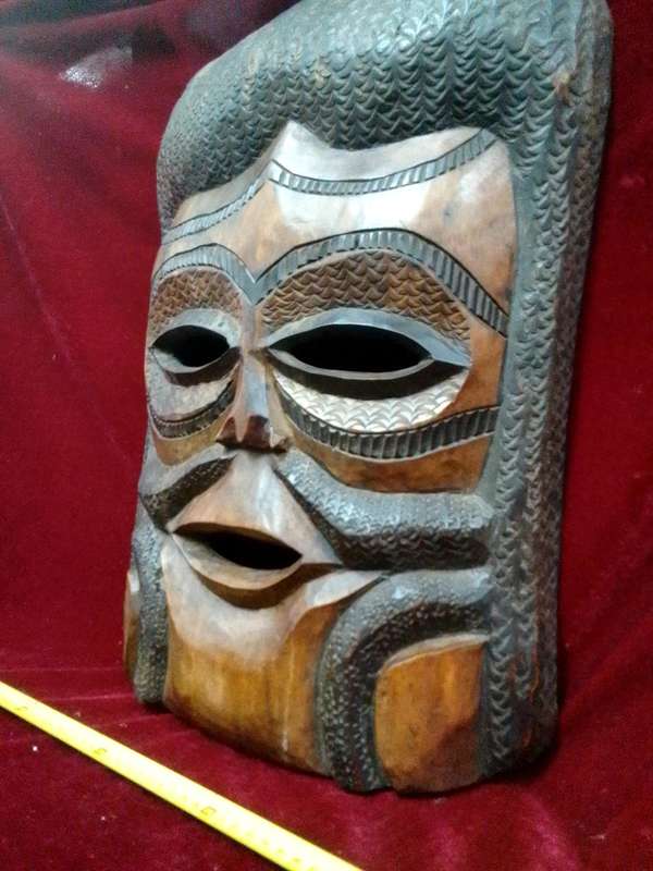 Stunning Tall African Tribal Art Hand Carved Wooden Mask L52 X B37 XH 8