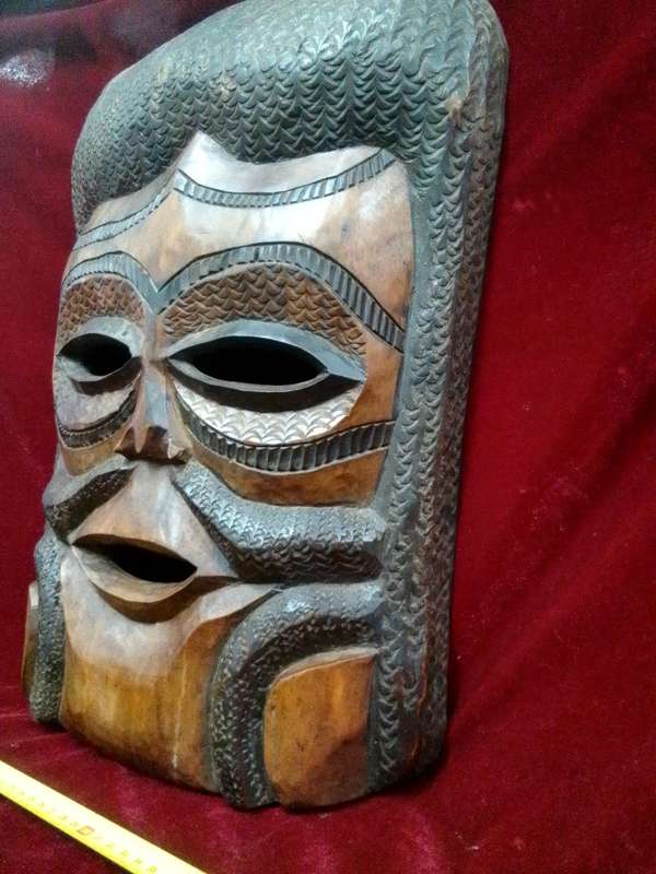Stunning Tall African Tribal Art Hand Carved Wooden Mask L52 X B37 XH 8