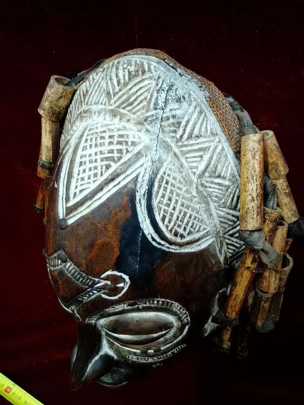 Beautiful Tall African Tribal Art Hand Carved Wooden Mask L41 X B22 XH 14