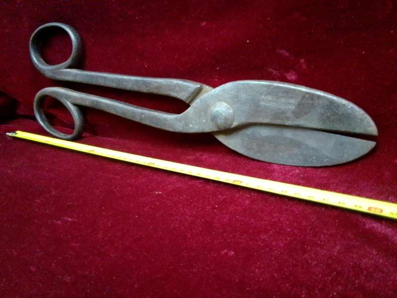 Stunning Vintage Large A. Wilson Tin Snips Shears Big Scissor Sheet Metal Cutter Farm Barn Tool