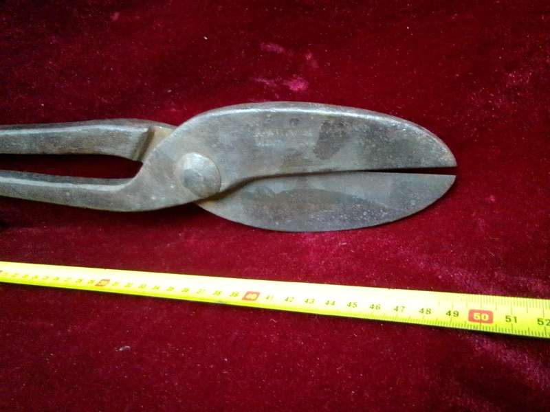 Stunning Vintage Large A. Wilson Tin Snips Shears Big Scissor Sheet Metal Cutter Farm Barn Tool