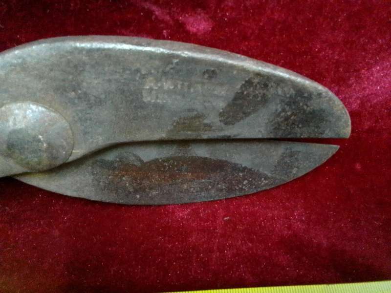 Stunning Vintage Large A. Wilson Tin Snips Shears Big Scissor Sheet Metal Cutter Farm Barn Tool