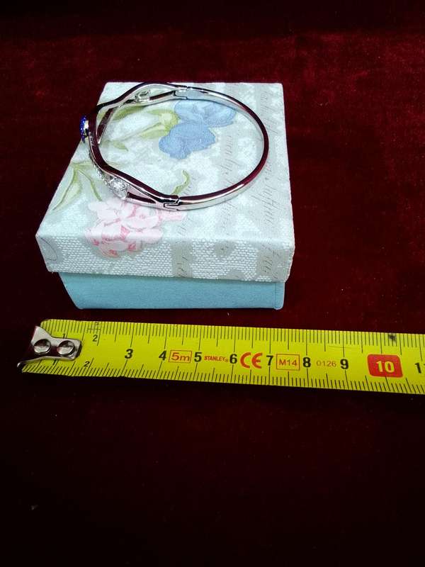 Beautiful Rhinestone Bangle Silver Coloured Evil Eye Bracelet - Excellent Condition