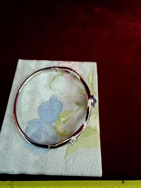 Beautiful Rhinestone Bangle Silver Coloured Evil Eye Bracelet - Excellent Condition