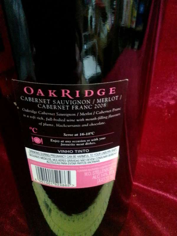 Stunning Vintage Oakridge Cabernet Sauvignon/ Merlot / Cabernet Franc 2008 - 3 Liter -Good Condition
