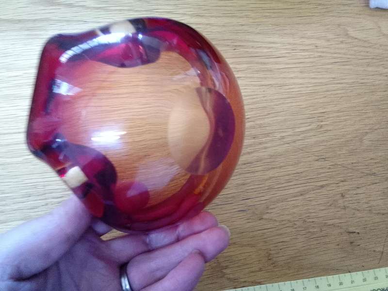 Beautiful Red Vintage Murano Glass Bowl Ashtray - Good Condition