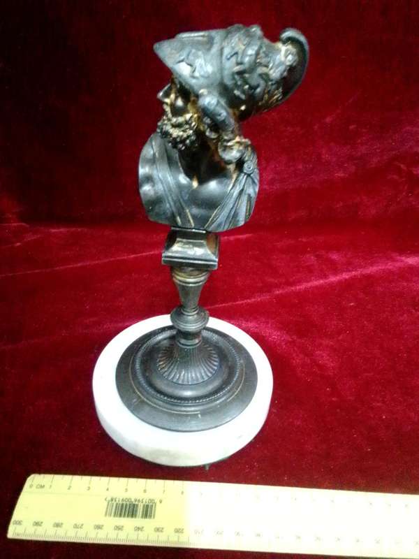 Stunning Vintage Bronze Bust Of Ajax A Hero From Greek Mythology Sculpture On Marble Stand