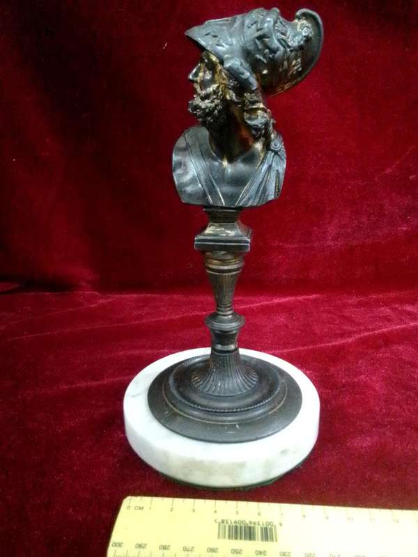 Stunning Vintage Bronze Bust Of Ajax A Hero From Greek Mythology Sculpture On Marble Stand